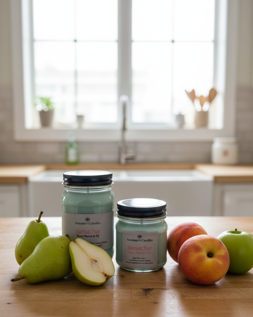 NEW SCENT! - Barlett Pear Scented Candle - Summers Candles