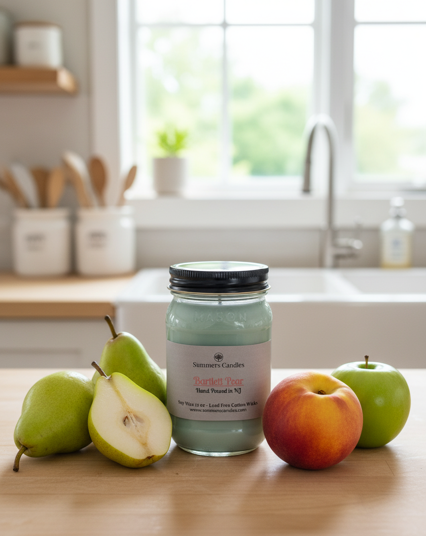 NEW SCENT! - Barlett Pear Scented Candle - Summers Candles