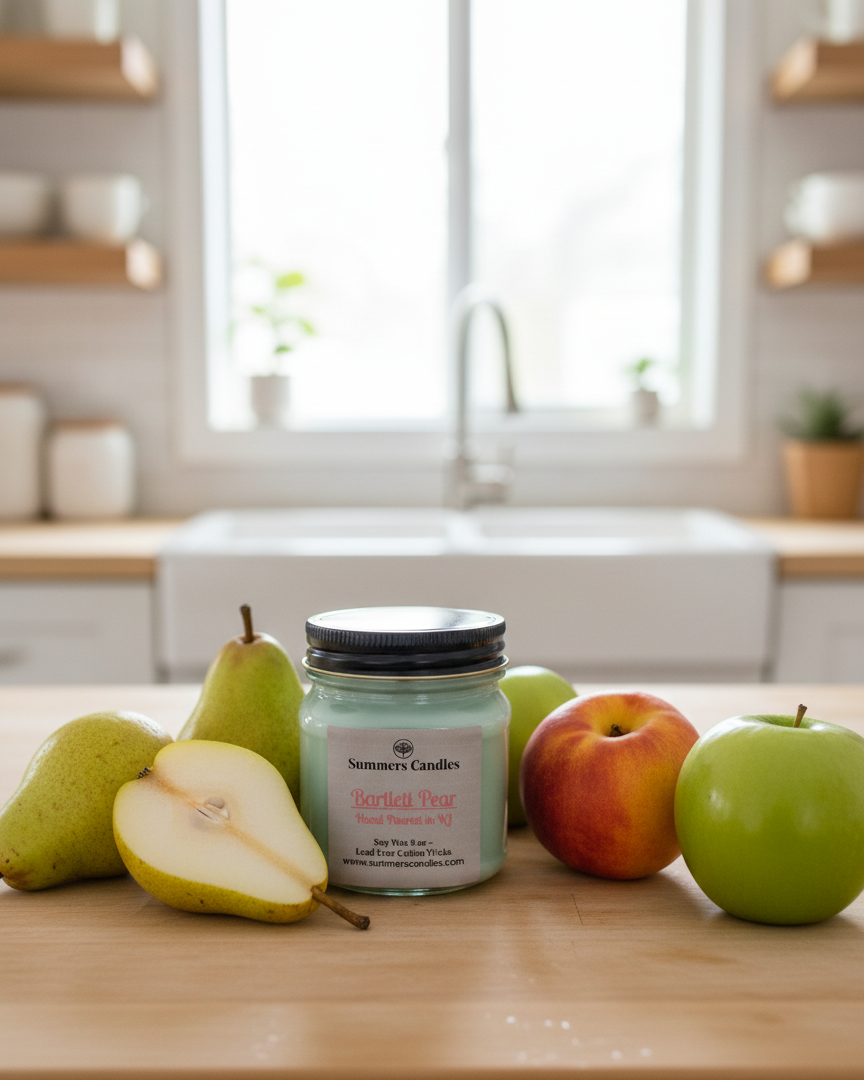 NEW SCENT! - Barlett Pear Scented Candle - Summers Candles