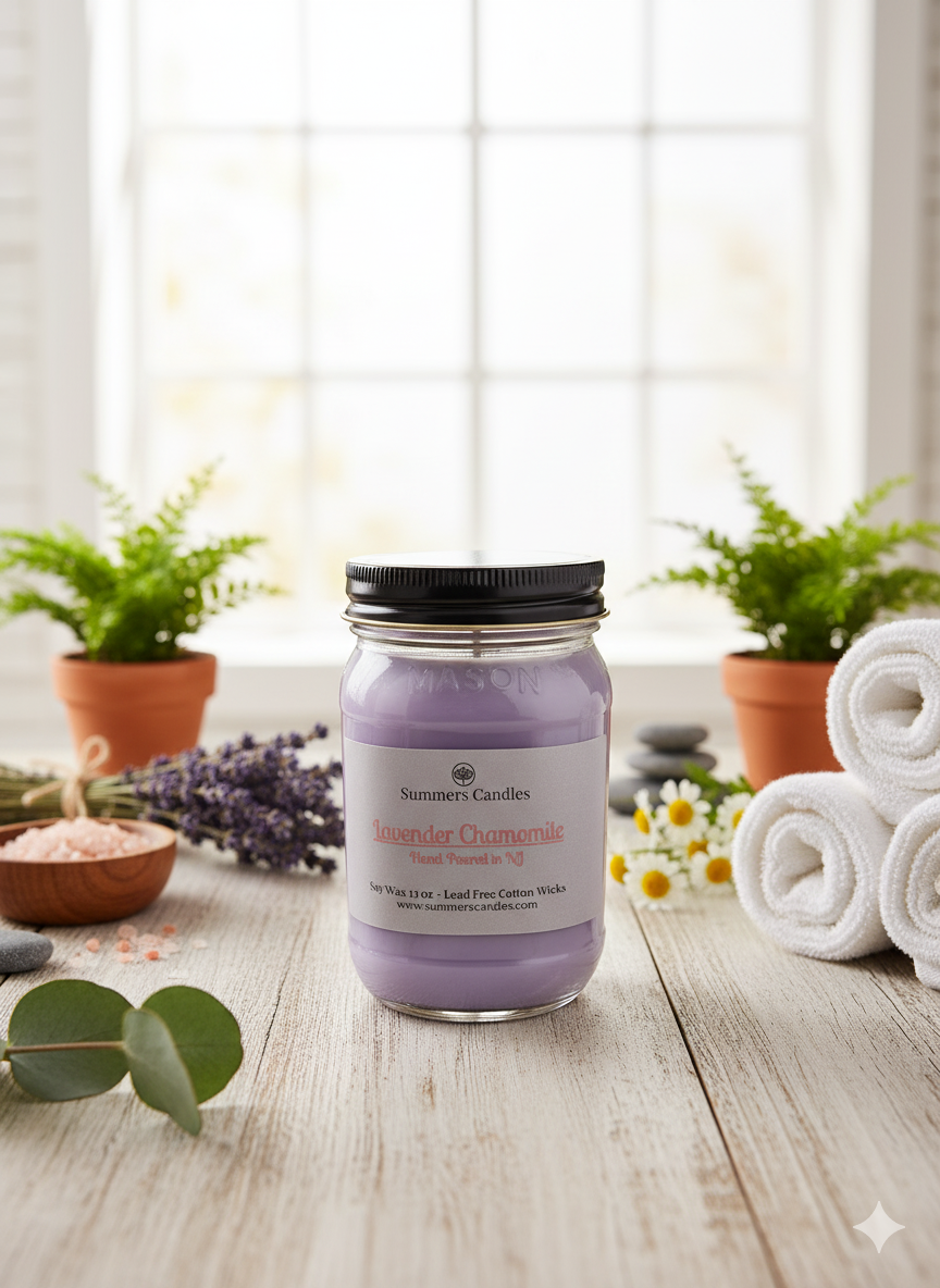 Lavender Chamomile Scented Candle - Summers Candles