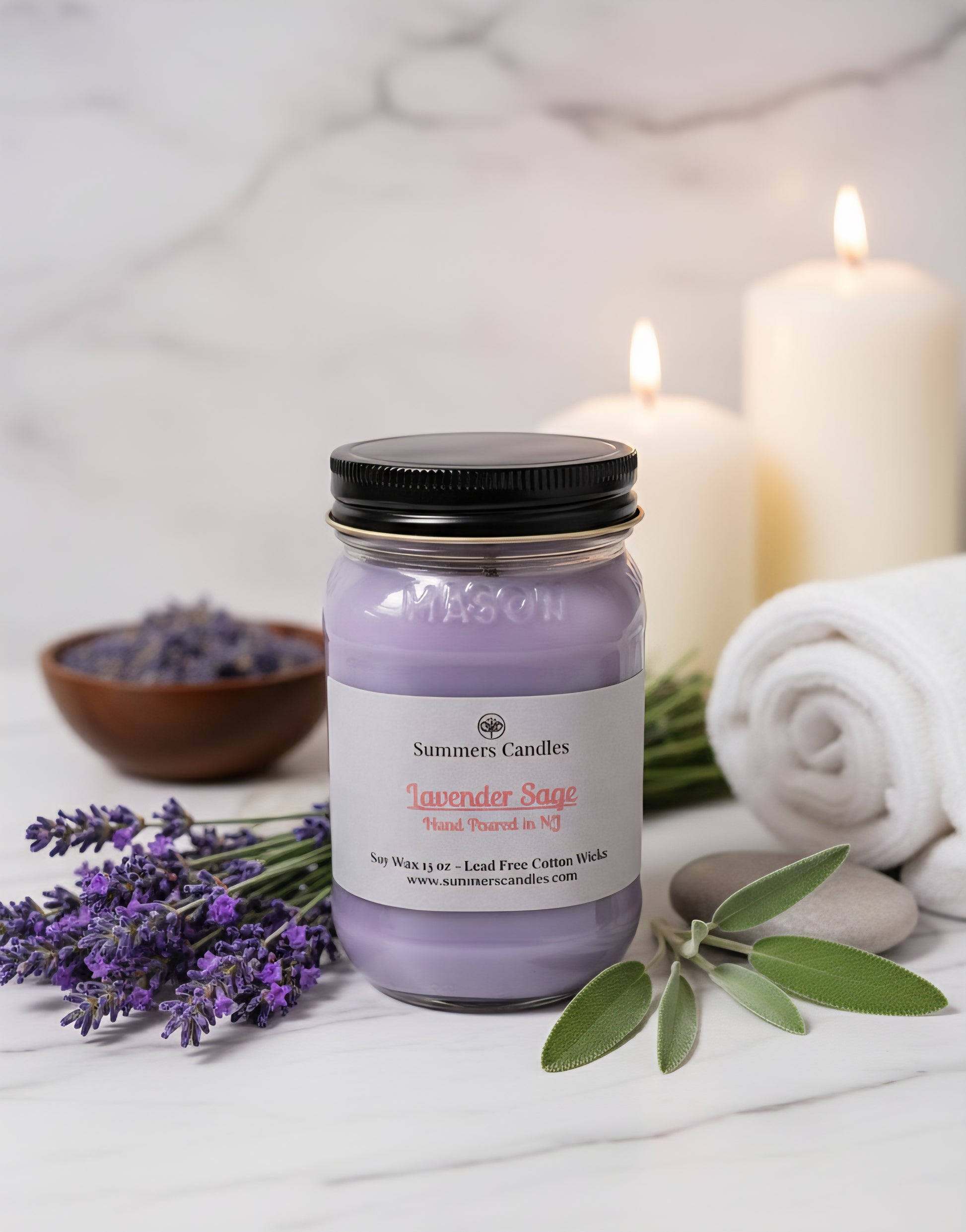 Lavender Sage Scented Candle - Summers Candles