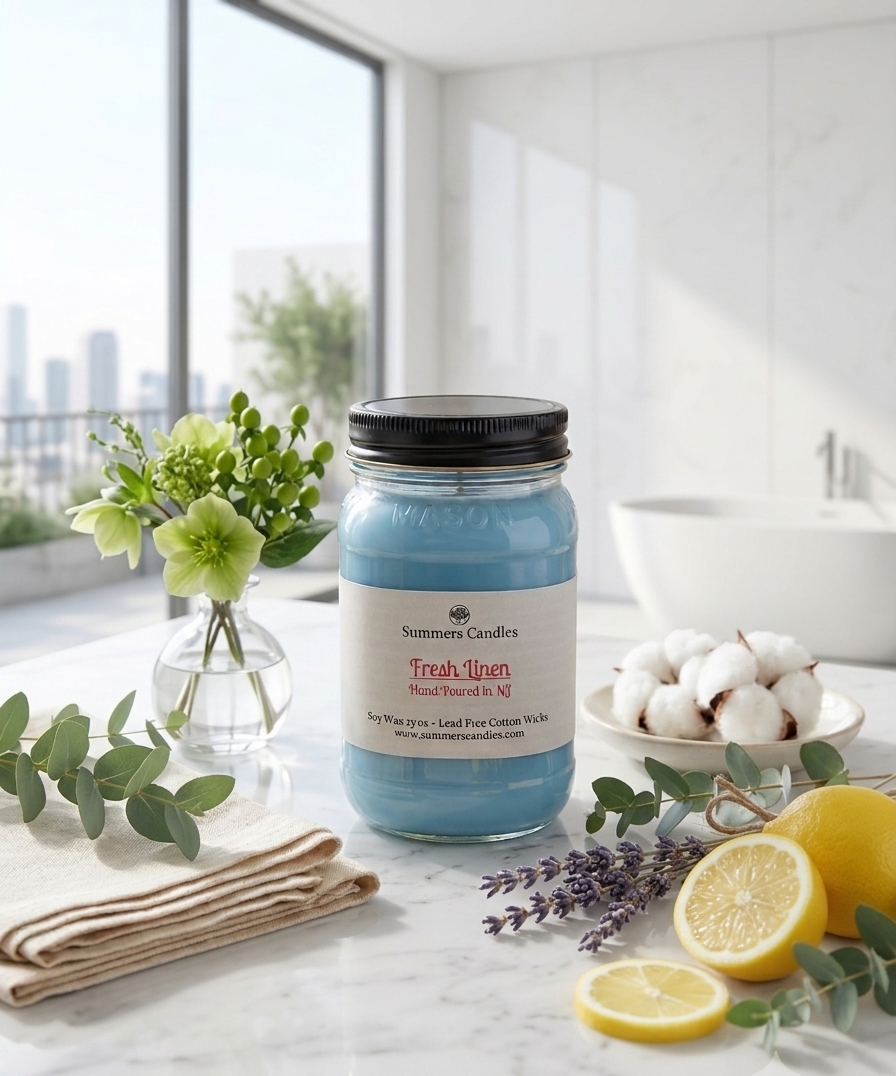 Fresh Linen Scented Candles - Summers Candles