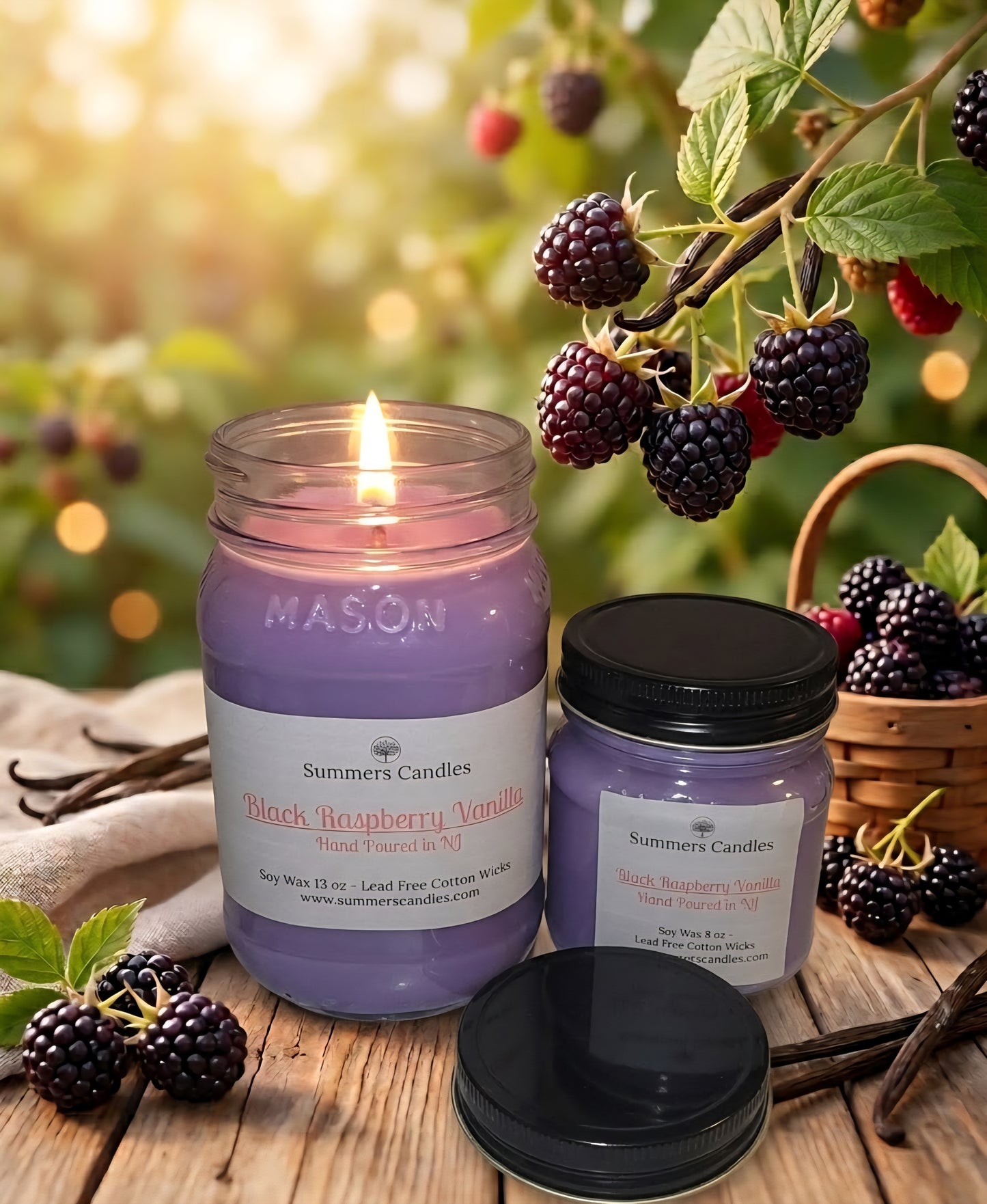 Black Raspberry Vanilla Scented Candle - Summers Candles