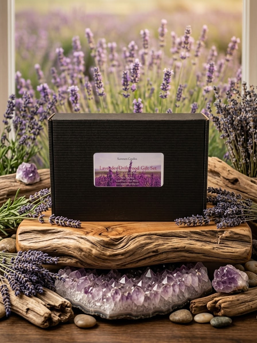 Lavender Driftwood Ceramic Heart Candle Gift Box