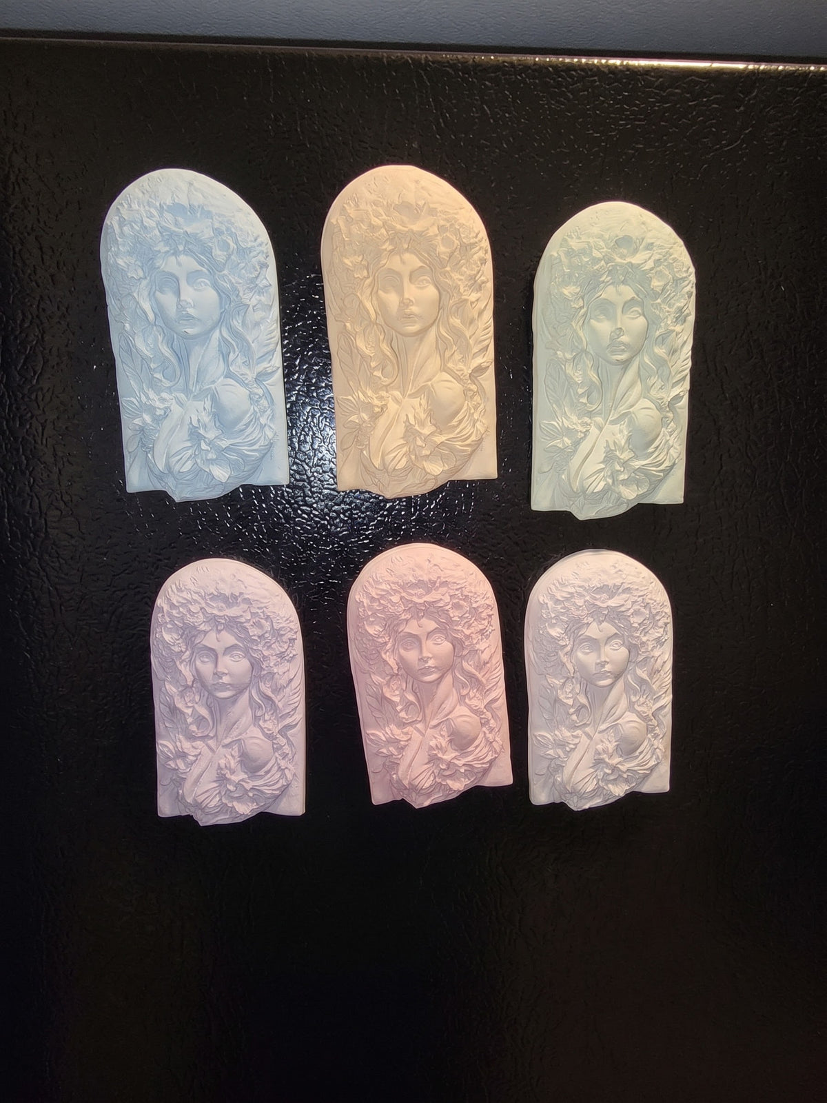 Hand-Cast Goddess Cameo Magnet | Bas-Relief Art Nouveau Wall & Fridge Art