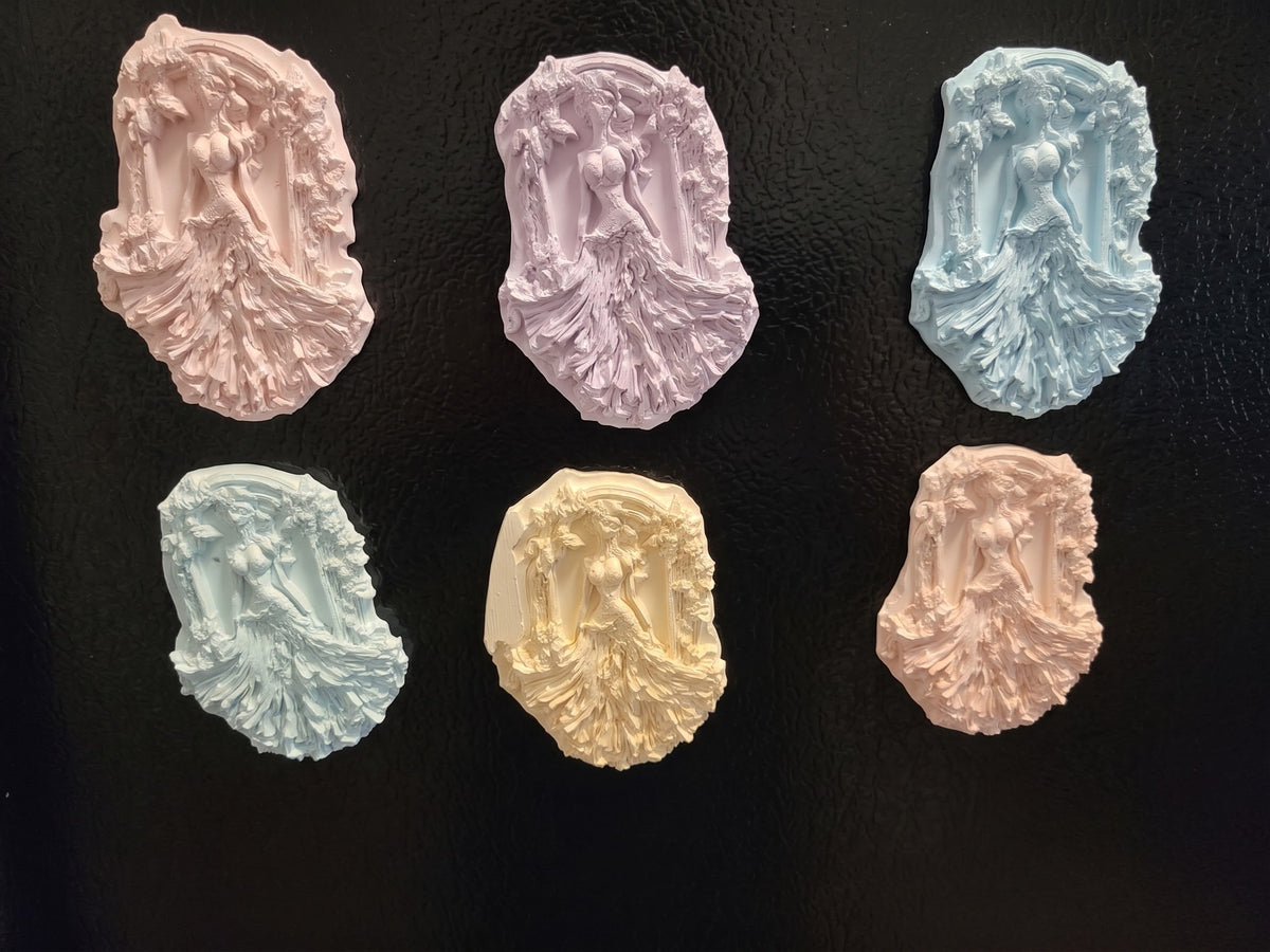 Hand-Cast Goddess Cameo Magnet | Bas-Relief Art Nouveau Wall & Fridge Art