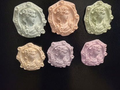 Hand-Cast Goddess Cameo Magnet | Bas-Relief Art Nouveau Wall & Fridge Art