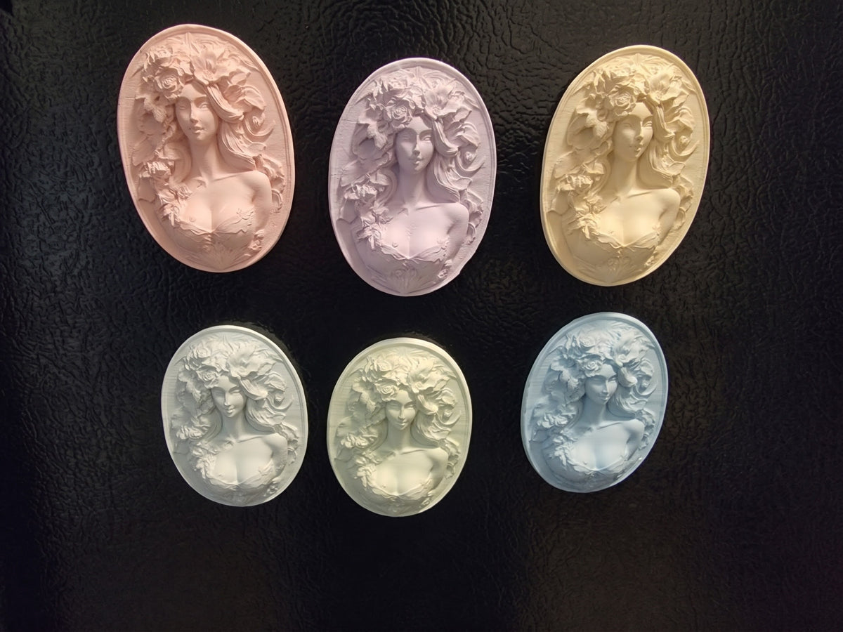 Hand-Cast Goddess Cameo Magnet | Bas-Relief Art Nouveau Wall & Fridge Art