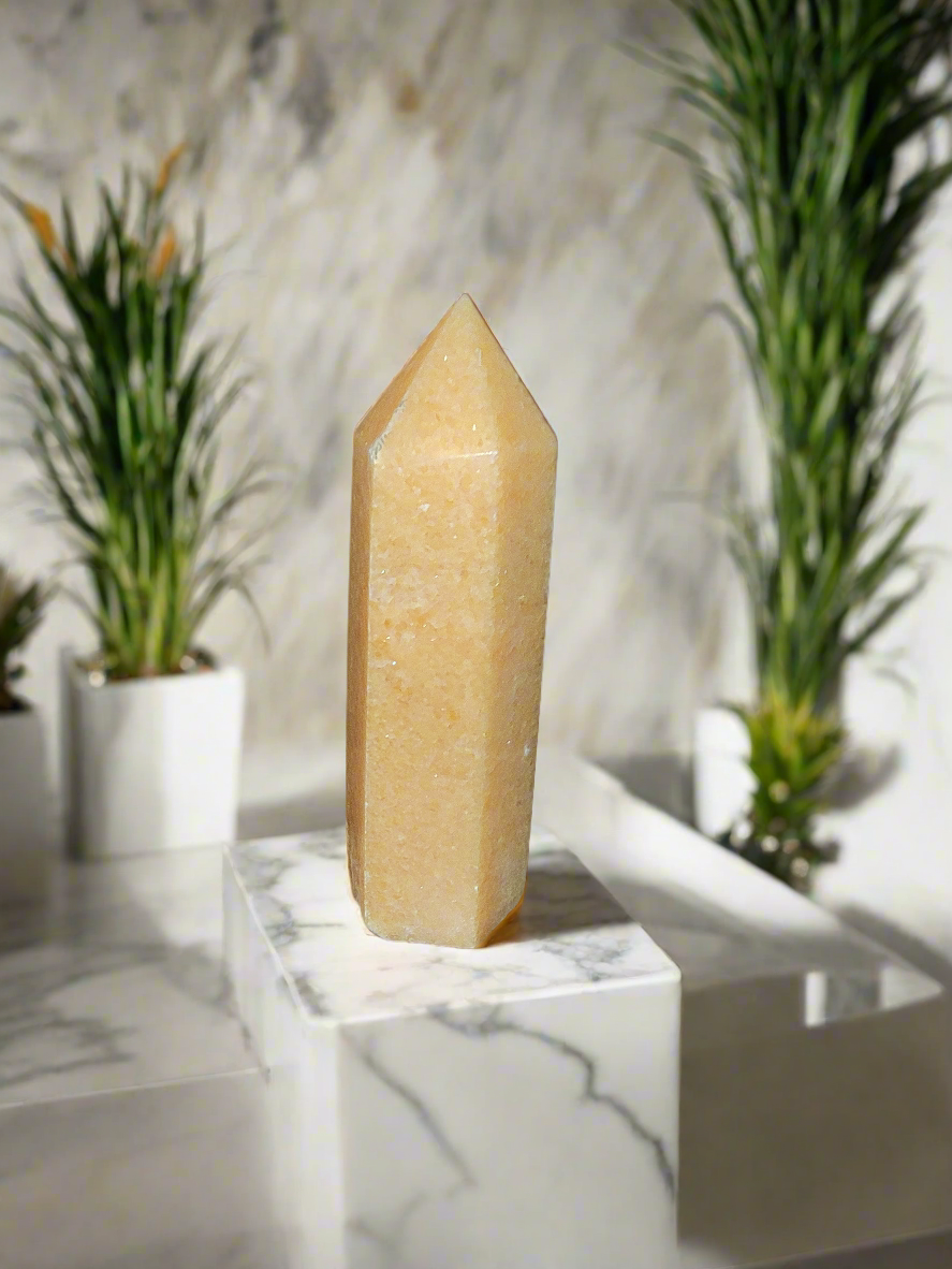 Orange Calcite Crystal Tower- Summers Candles