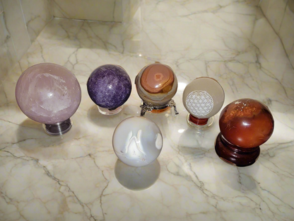 Crystal Spheres and Crystal Eggs with stands- Summers Candles 