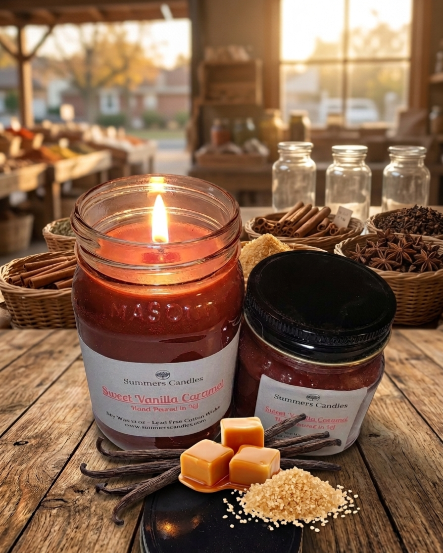 Sweet Vanilla Caramel Scented Candles - Summers Candles
