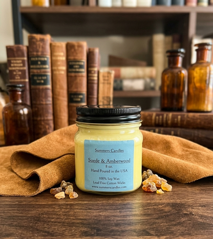 Suede and Amberwood Scented Candle