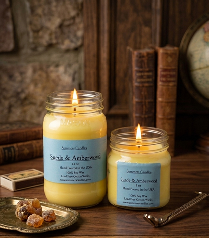 Suede and Amberwood Scented Candle