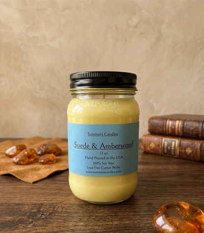 Suede and Amberwood Scented Candle