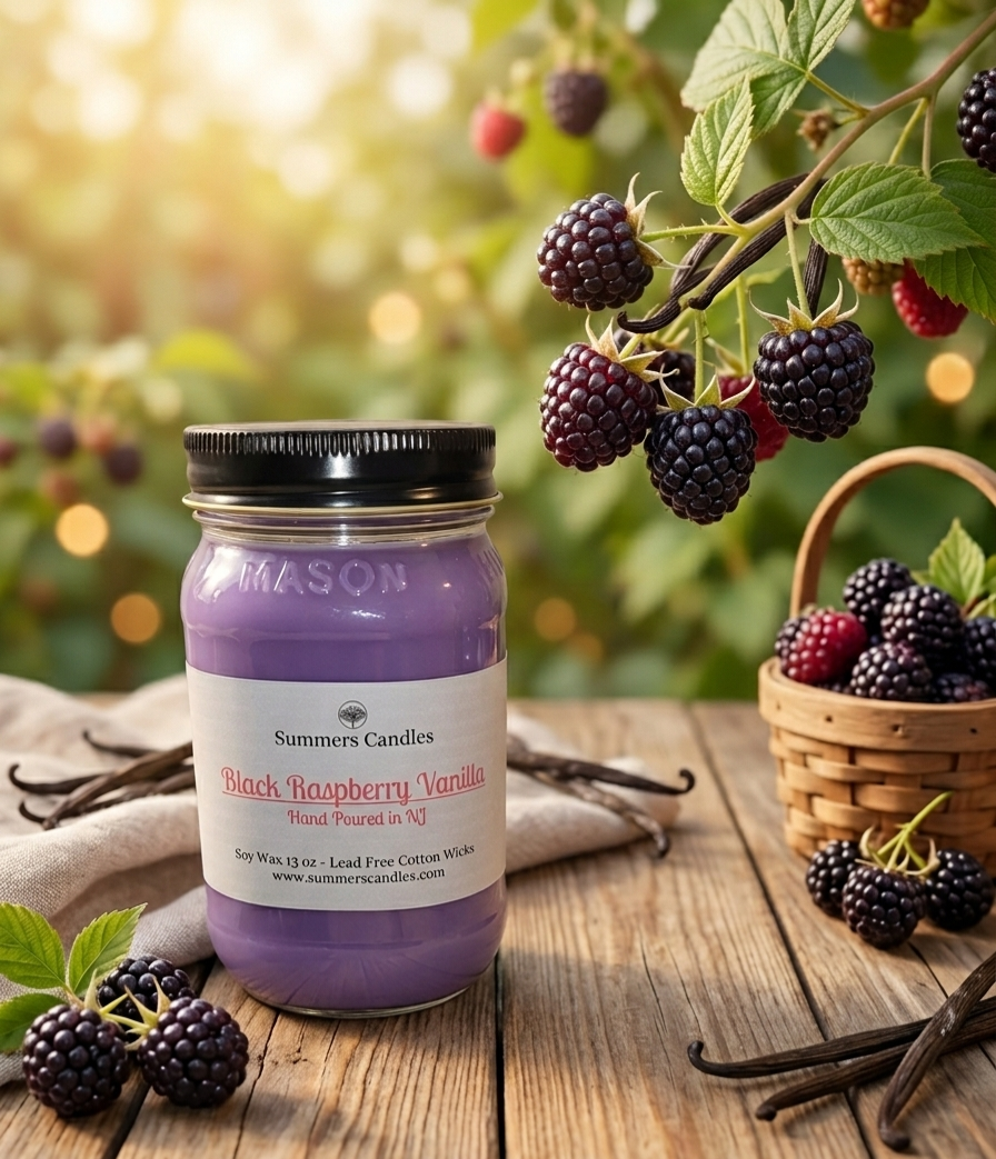 Black Raspberry Vanilla Scented Candle - Summers Candles