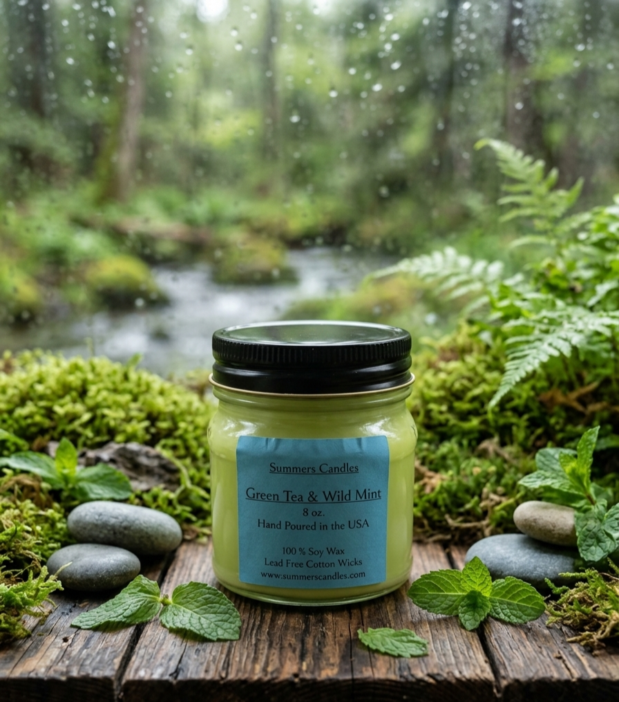 Green Tea and Wild Mint Scented Candle