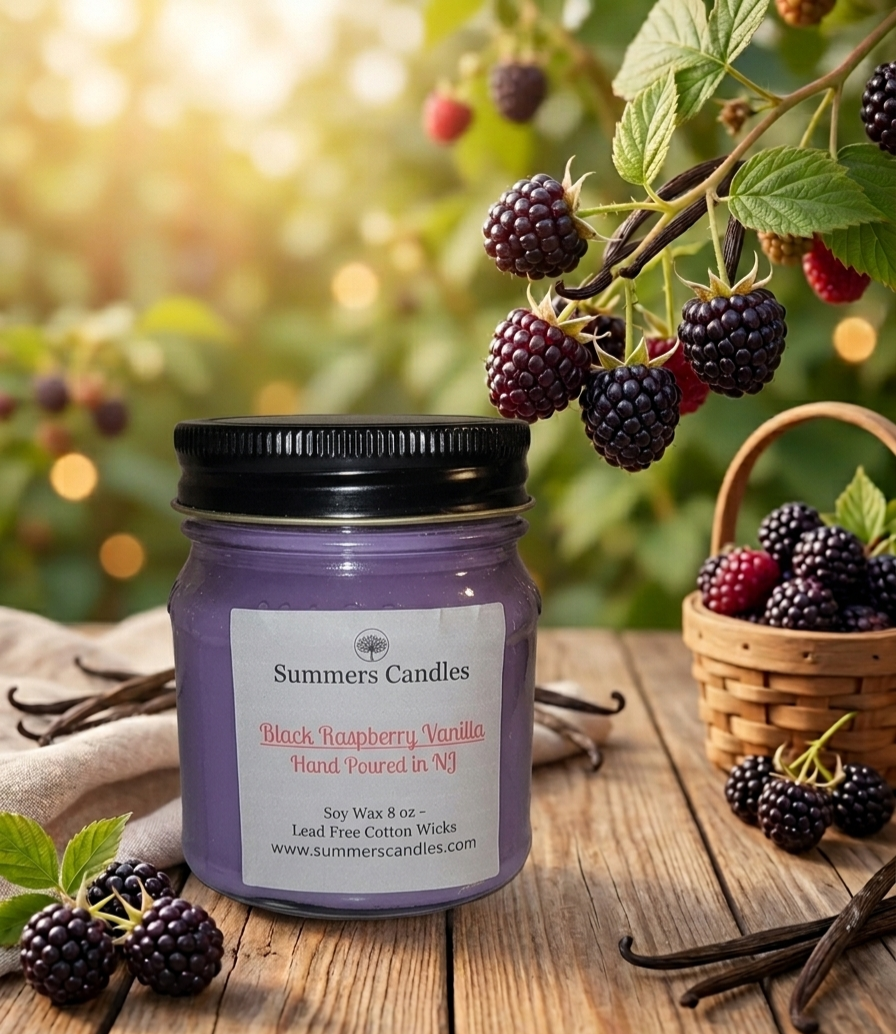 Black Raspberry Vanilla Scented Candle - Summers Candles