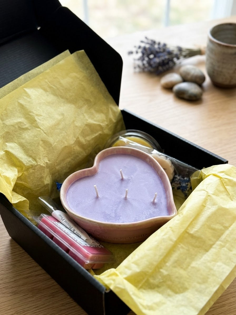 Lavender Driftwood Ceramic Heart Candle Gift Box