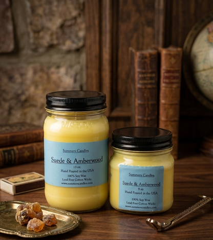 Suede and Amberwood Scented Candle