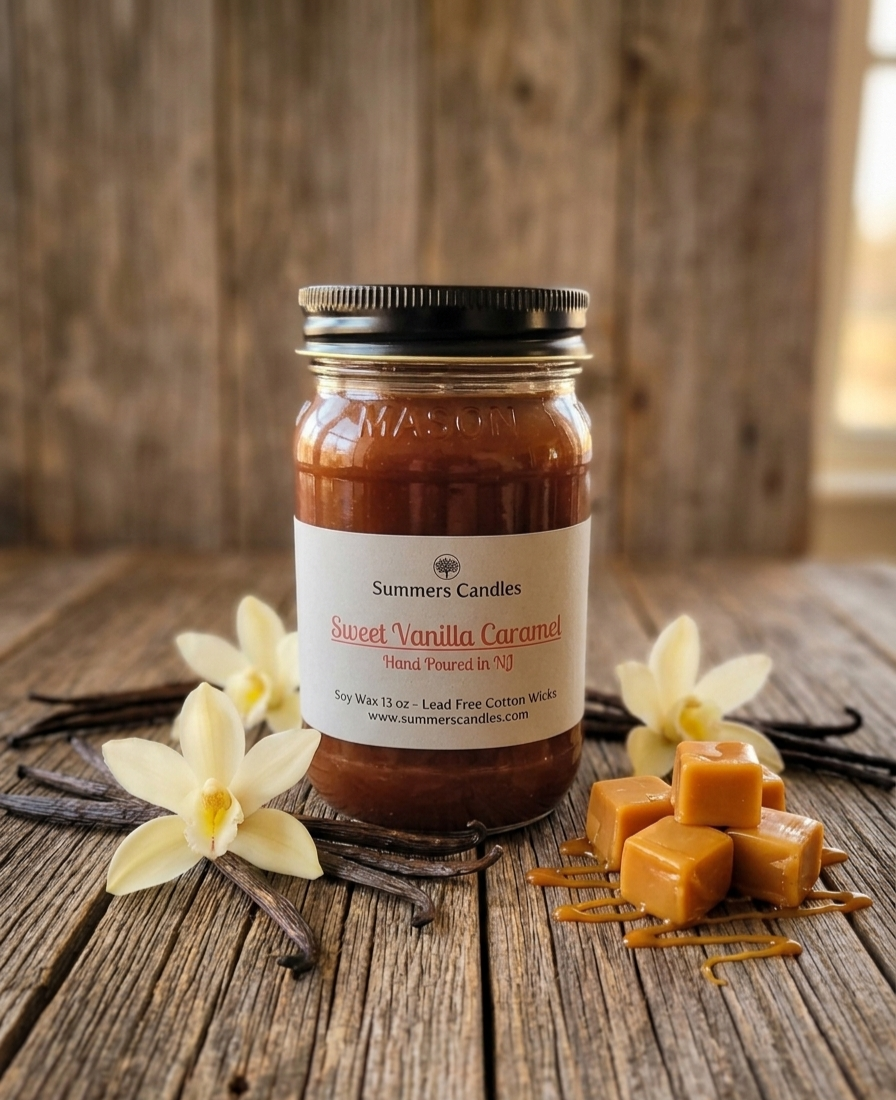 Sweet Vanilla Caramel Scented Candles - Summers Candles
