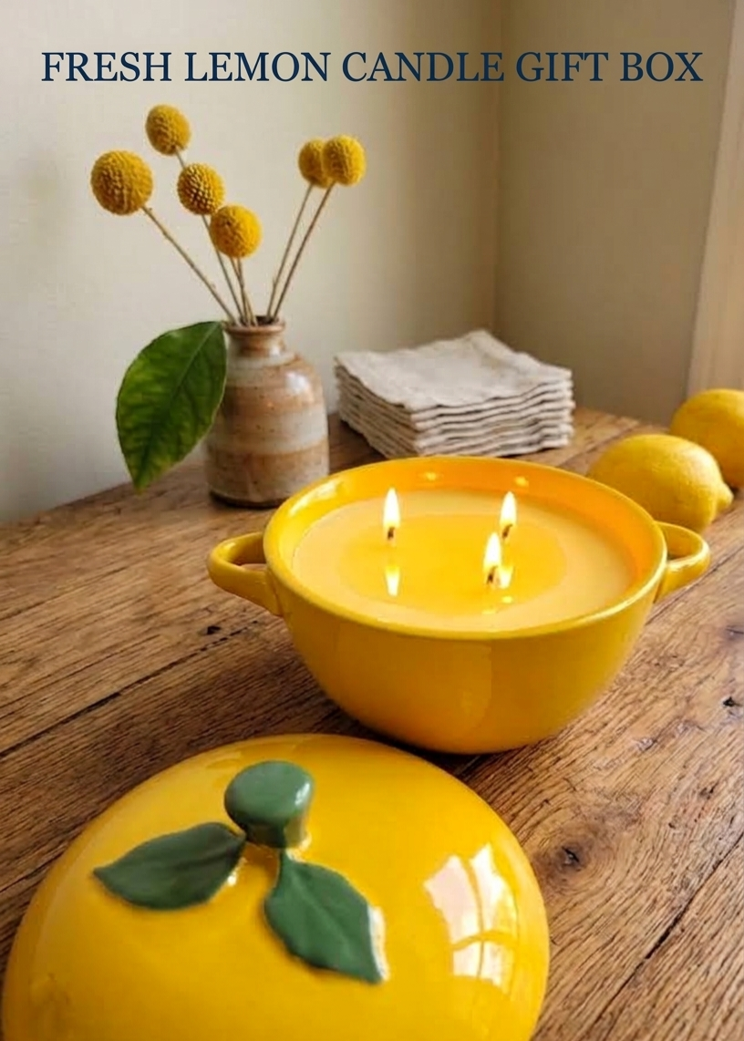 Fresh Lemon Scented Candle Gift Box - Summers Candles