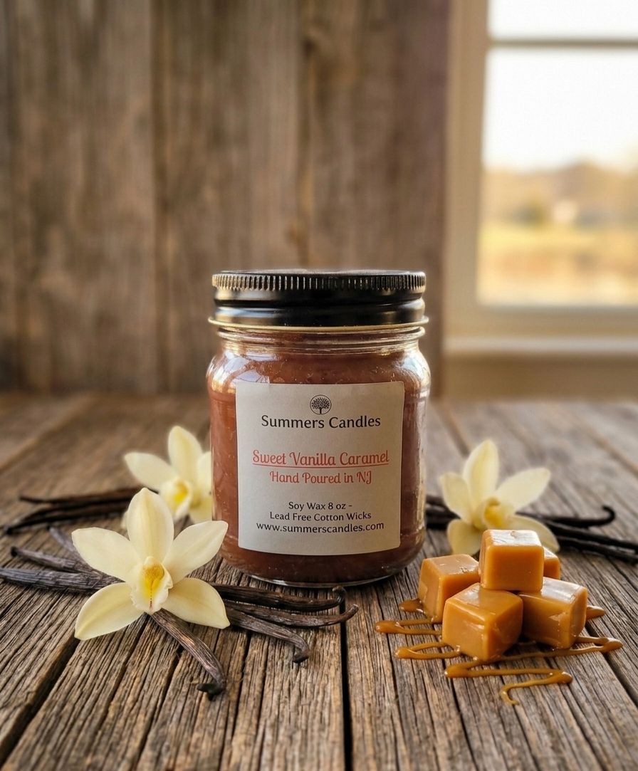 Sweet Vanilla Caramel Scented Candles - Summers Candles
