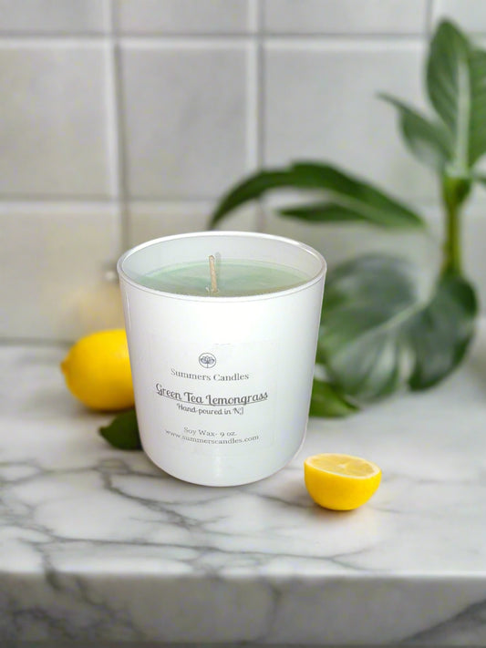 green tea lemongrass scented candles