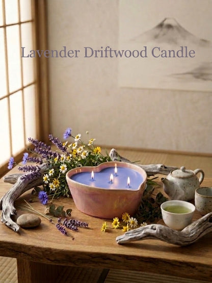 Lavender Driftwood Ceramic Heart Candle Gift Box