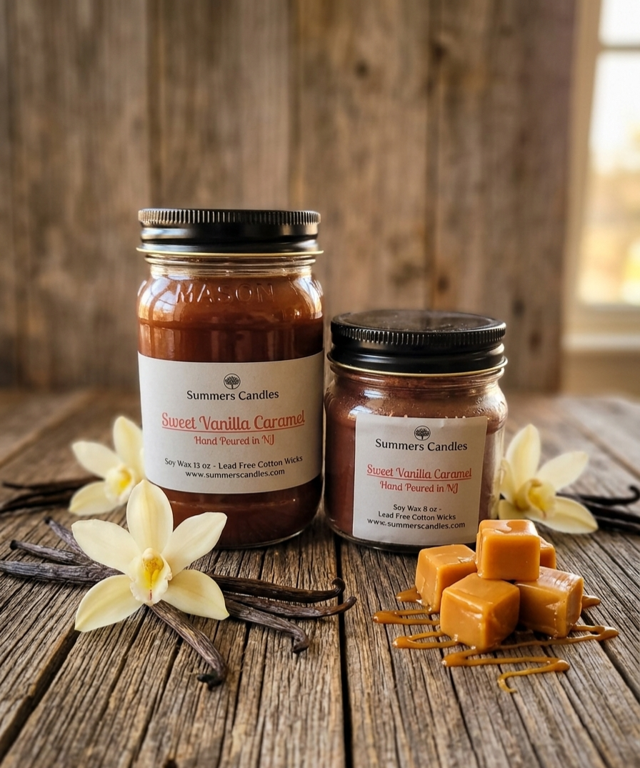 Sweet Vanilla Caramel Scented Candles - Summers Candles