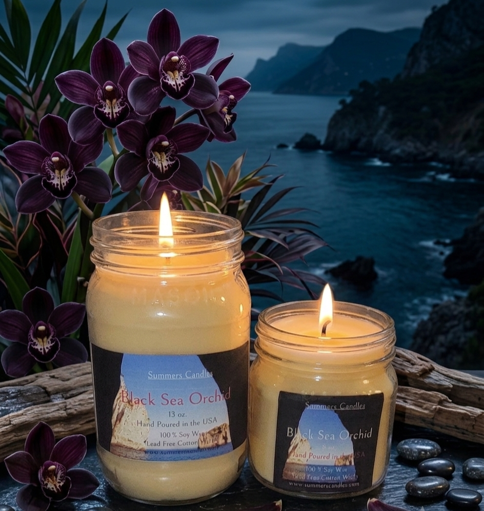 Black Sea Orchid Scented Candles - Summers Candles