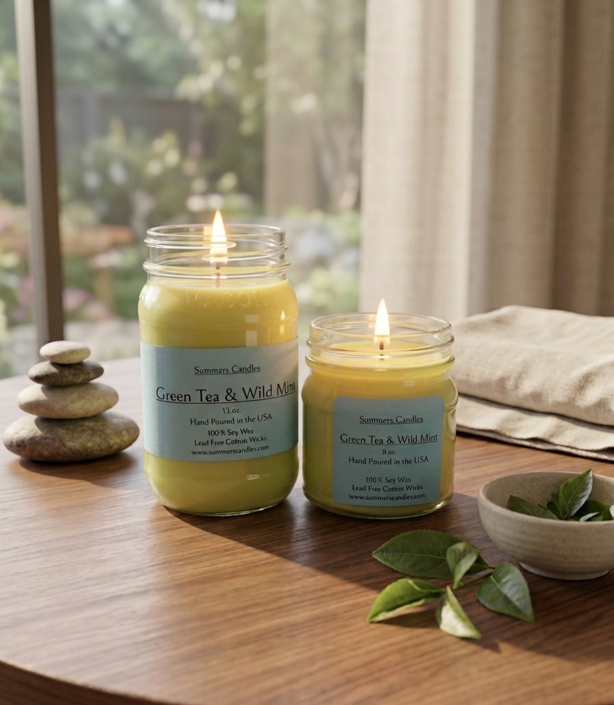 Green Tea and Wild Mint Scented Candle